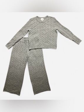 Pink Rose Gray Cable Knit Women’s Lounge Set